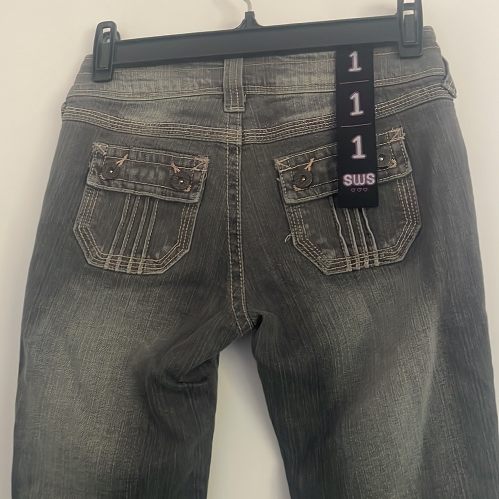 Low Rise Boot Cut Gray Washed Jeans - Picture 3 of 6